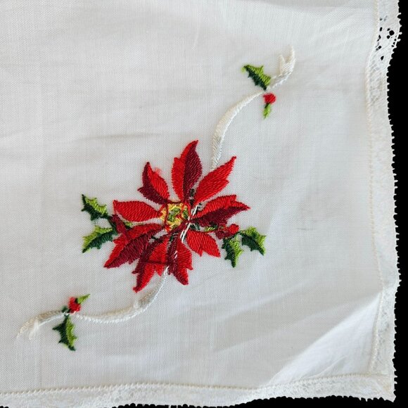 Vintage Christmas Swiss Embroidered Hankie Holiday Instant Collection Decor Pack - Picture 6 of 10